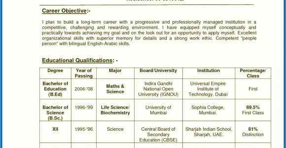 Resume format for Teacher Job In India Resume Of A Teacher India Teachers Resume format India