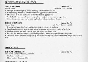 Resume format for Testing Freshers Sample Resume Manual Testing Sample Resume