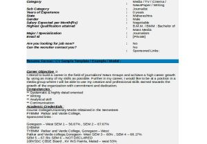 Resume format for Tv Anchor Fresher Journalist Resume Template 5 Free Word Pdf Document