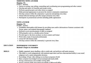 Resume format for Tv Anchor Fresher News Anchor Resume Samples Velvet Jobs