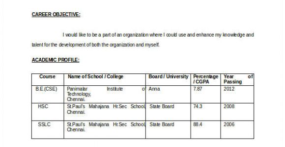 Resume format In Word for Computer Engineers Freshers 12 Fresher Engineer Resume Templates Pdf Doc Free