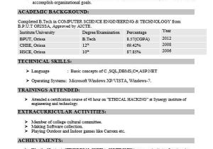Resume format In Word for Computer Engineers Freshers 40 Fresher Resume Examples