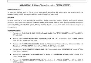 Resume format In Word for Store Keeper 1 Cv Of S S Ansari 7 3 Yr Store Keeper