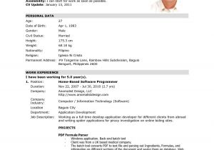 Resume format Sample for Job Application Philippines 20 Cv Example English Emovoid