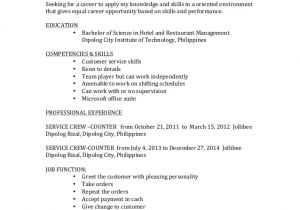 Resume format Sample for Job Application Philippines Resume Donna