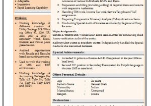 Resume format Word for Experienced Resume Sample for Experienced Chartered Accountant 2