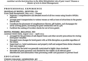 Resume format Word for Hotel Job Hotel Clerk Resume Sample Resume Companion