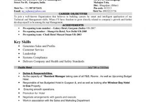 Resume format Word for Hotel Job Operation Manager Budget Hotel Manager Resort Manager