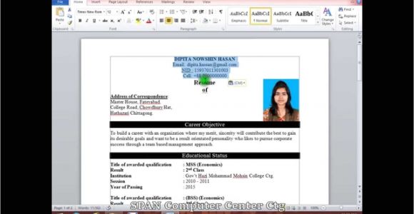 Resume format Word Youtube How to Write A Cv Resume with Microsoft Word Hd Youtube