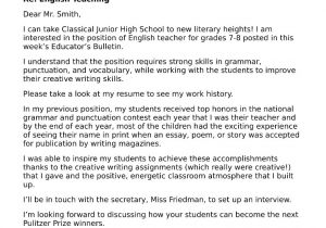 Resume In English for Job Application English Teacher Cover Letter Sample