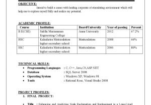 Resume Model for Students Achievements In Resume Examples for Freshers Achievements