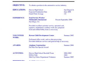 Resume Objective for High School Student Resume High School Student Resume Objective Examples Sample