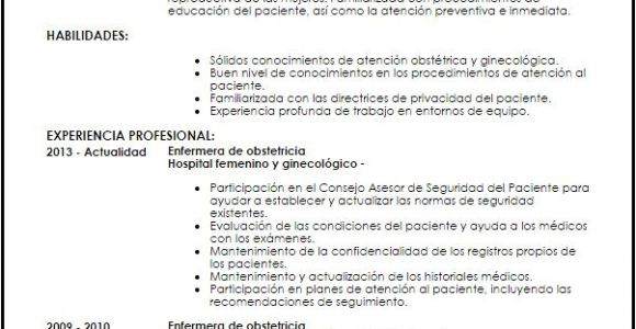 Resume Profesional De Enfermeria Modelo Curriculum Vitae Enfermera De Obstetricia