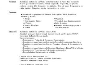 Resume Profesional Puerto Rico Resume Profesional 2015