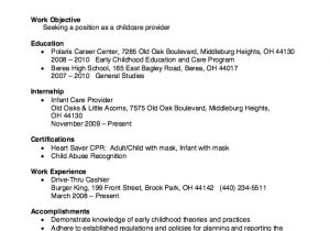Resume Sample for Child Care Provider Childcare Provider Resume Example Resumes Pinterest