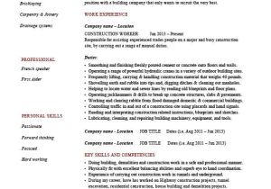 Resume Sample for Construction Worker Construction Worker Resume Building Example Sample Job