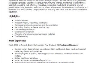Resume Samples for Experienced Mechanical Engineers Experienced Mechanical Engineer My Perfect Resume