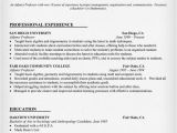 Resume Samples for Faculty Positions Resume Example for Adjunct Professor Resumecompanion Com