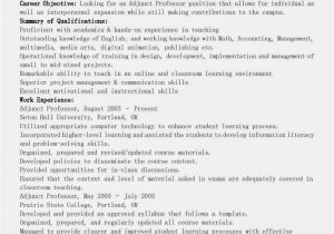 Resume Samples for Faculty Positions Resume Samples Adjunct Professor Resume Sample
