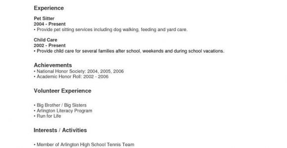 Resume Samples for Highschool Students with No Work Experience Resume for High School Students with No Work Experience