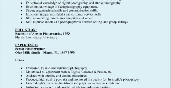 Resume Samples for Photographers Photographer Resume Sample Sample Resumes