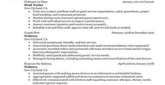 Resume Samples for Restaurant Servers 18 Amazing Restaurant Bar Resume Examples Livecareer