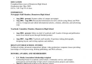 Resume Samples for Students In High School Resumes Samples for High School Students High School