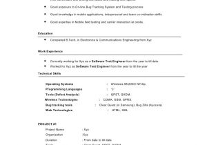 Resume Samples for Testing Professionals Sample Resume for Manual Testing Professional Of 2 Yr