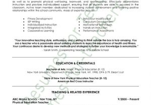 Resume Template for Education Physical Education Resume Sample