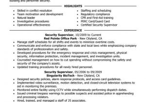 Resume Template for Supervisor Position Unforgettable Security Supervisor Resume Examples to Stand