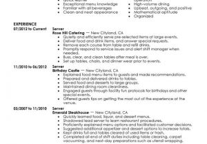 Resume Template Server Unforgettable Server Resume Examples to Stand Out
