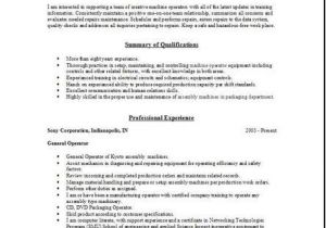 Resume Templates for Manufacturing Jobs Manufacturing Operator Resume Occupational Examples