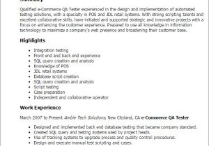 Resume Templates for Qa Tester Professional Ecommerce Qa Tester Templates to Showcase
