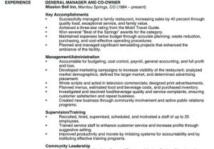 Resume Templates for Restaurant Managers Restaurant Manager Resume Example
