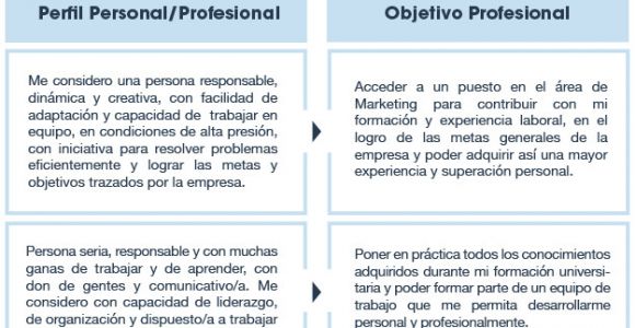 Resumen Personal Y Profesional Modelo De Curriculum Vitae Objetivo Laboral Modelo De