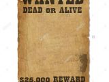 Reward Posters Template Wanted Poster Template with Bounty Reward Stock Photo