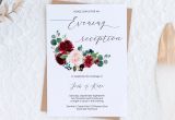 Ring Ceremony Invitation Blank Card evening Reception Wedding Invitation Template Burgundy