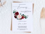Ring Ceremony Invitation Blank Card evening Reception Wedding Invitation Template Burgundy