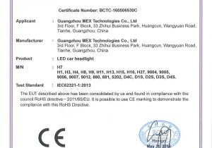Rohs Compliance Certificate Template Rohs Certificate Of Compliance Guangzhou Mex