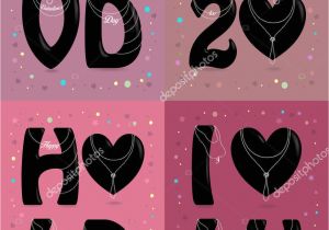 Romantic Eid Card for Lover Four Festive Romantic Retro Cards Black Abbreviations Pearl