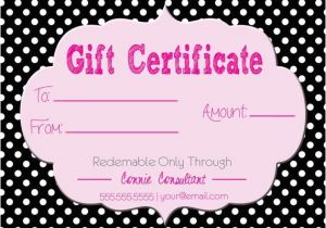 Romantic Gift Certificate Template Gift Certificate for Direct Sales Pure Romance