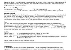 Roommate Contracts Template Printable Sample Roommate Agreement form Real Estate