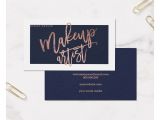 Rose Gold Business Card Holder Makeup Artist Typography Navy Blue Rose Gold Business Card