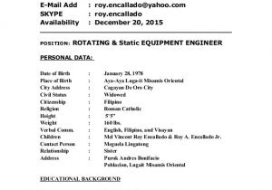 Rotating Equipment Engineer Resume New Update Cv Qc Rotating Static