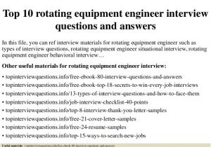 Rotating Equipment Engineer Resume top 10 Rotating Equipment Engineer Interview Questions and