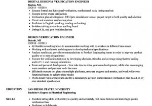 Rtl Design Engineer Resume Design Verification Engineer Resume Samples Velvet Jobs