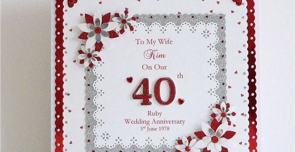 Ruby Anniversary Card for Husband 40th Ruby Wedding Anniversary Card Wife Husband Mum Dad Nan