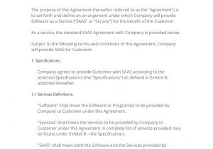 Saas Contract Template Saas software as A Service Agreement 3 Easy Steps