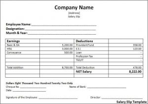 Salary Summary Template Salary Slip format Free Word Templates