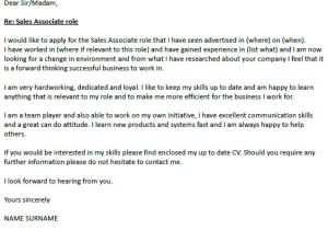 Sale associate Cover Letter Sales associate Cover Letter Example Icover org Uk